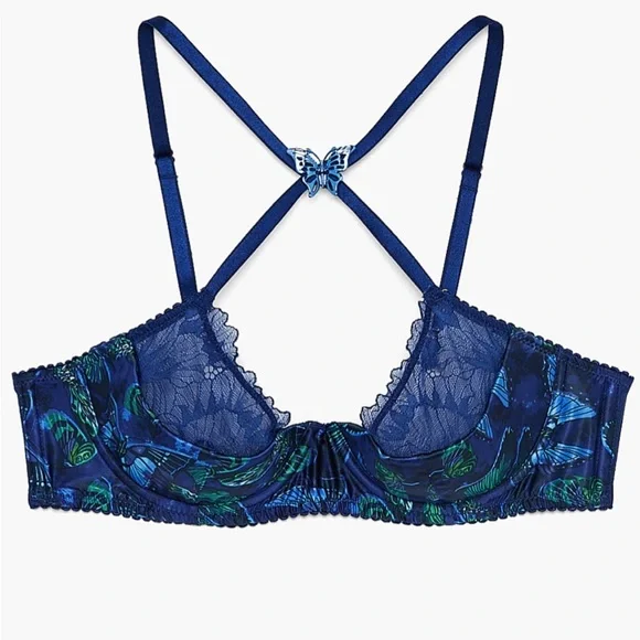 NWT Savage X Fenty Baroque Butterfly Lace Quarter Cup Bra 36B - Picture 3 of 4